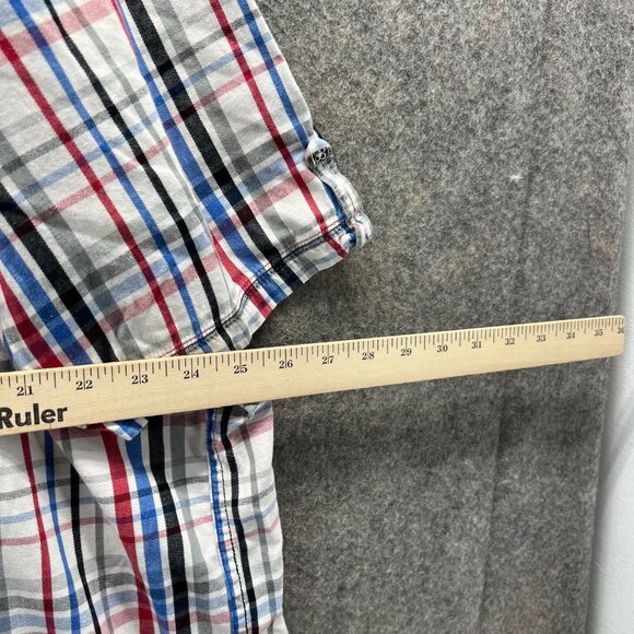 COOGI Shirt Mens 3XL White Red Plaid Button Down Embroidered Streetwear Y2K - Picture 10 of 11